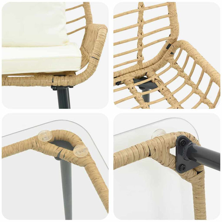 Havemøbel Sæt med pude 4 pcs Sort og Cream polyrattan