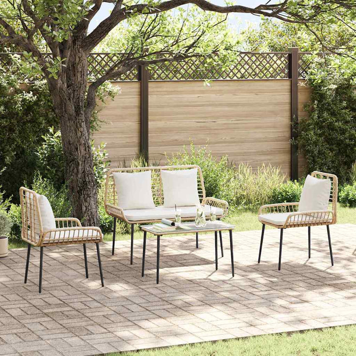 Havemøbel Sæt med pude 4 pcs Sort og Cream polyrattan