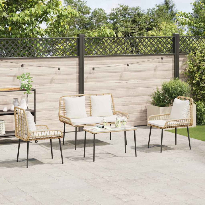 Havemøbel Sæt med pude 4 pcs Sort og Cream polyrattan