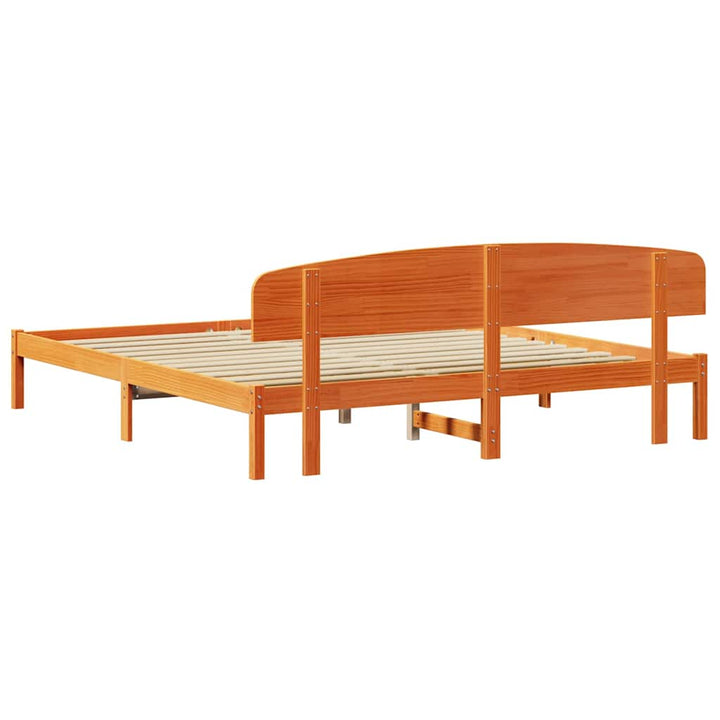 Sengestel med hovedgærde Voks brun 180 x 200 cm Massiv fyrretræ