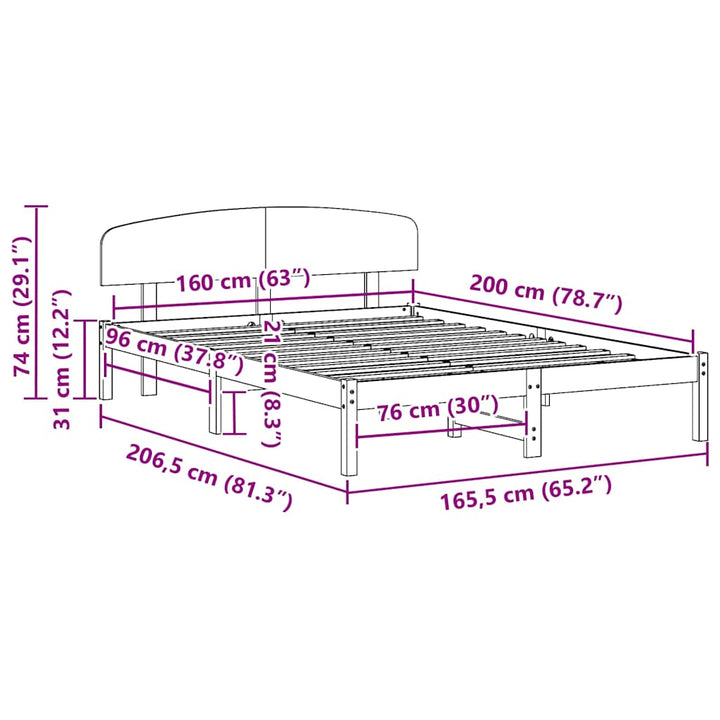 Sengestel Naturfarvet 160 x 200 cm Massiv fyrretræ
