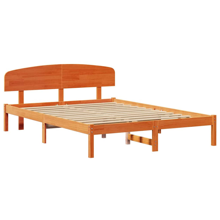 Sengestel med hovedgærde Voks brun 160 x 200 cm Massiv fyrretræ