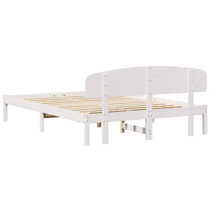 Sengestel med hovedgærde Hvid 150 x 200 cm Massiv fyrretræ