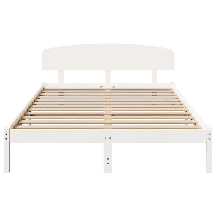 Sengestel med hovedgærde Hvid 150 x 200 cm Massiv fyrretræ
