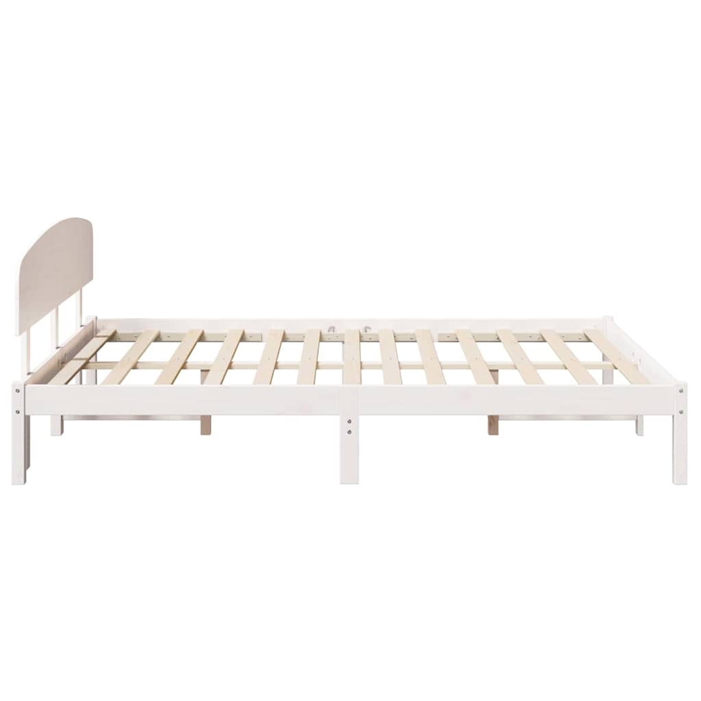 Sengestel med hovedgærde Hvid 150 x 200 cm Massiv fyrretræ
