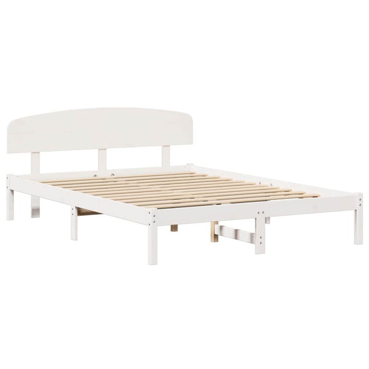 Sengestel med hovedgærde Hvid 140 x 200 cm Massiv fyrretræ