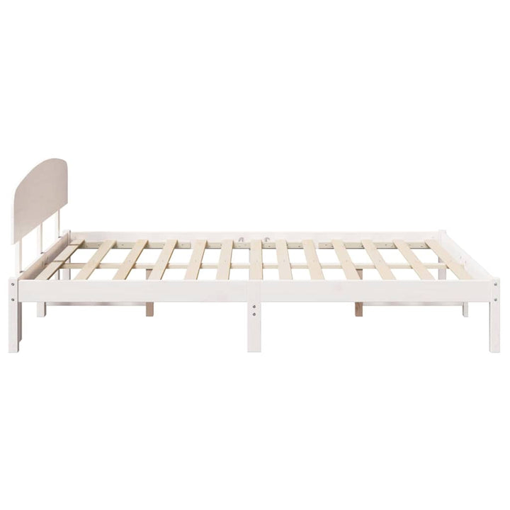 Sengestel med hovedgærde Hvid 140 x 200 cm Massiv fyrretræ