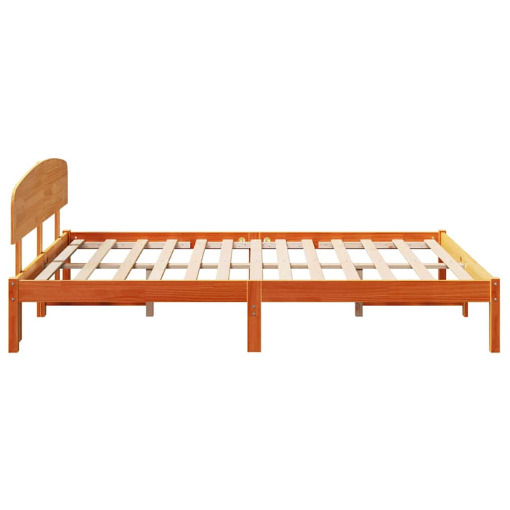 Sengestel med hovedgærde Voks brun 140 x 200 cm Massiv fyrretræ