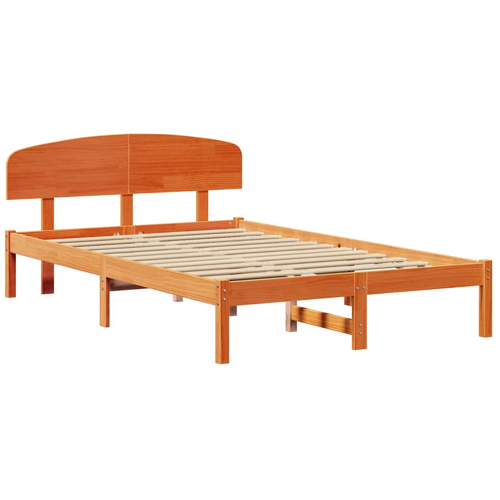 Sengestel med hovedgærde Voks brun 120 x 200 cm Massiv fyrretræ