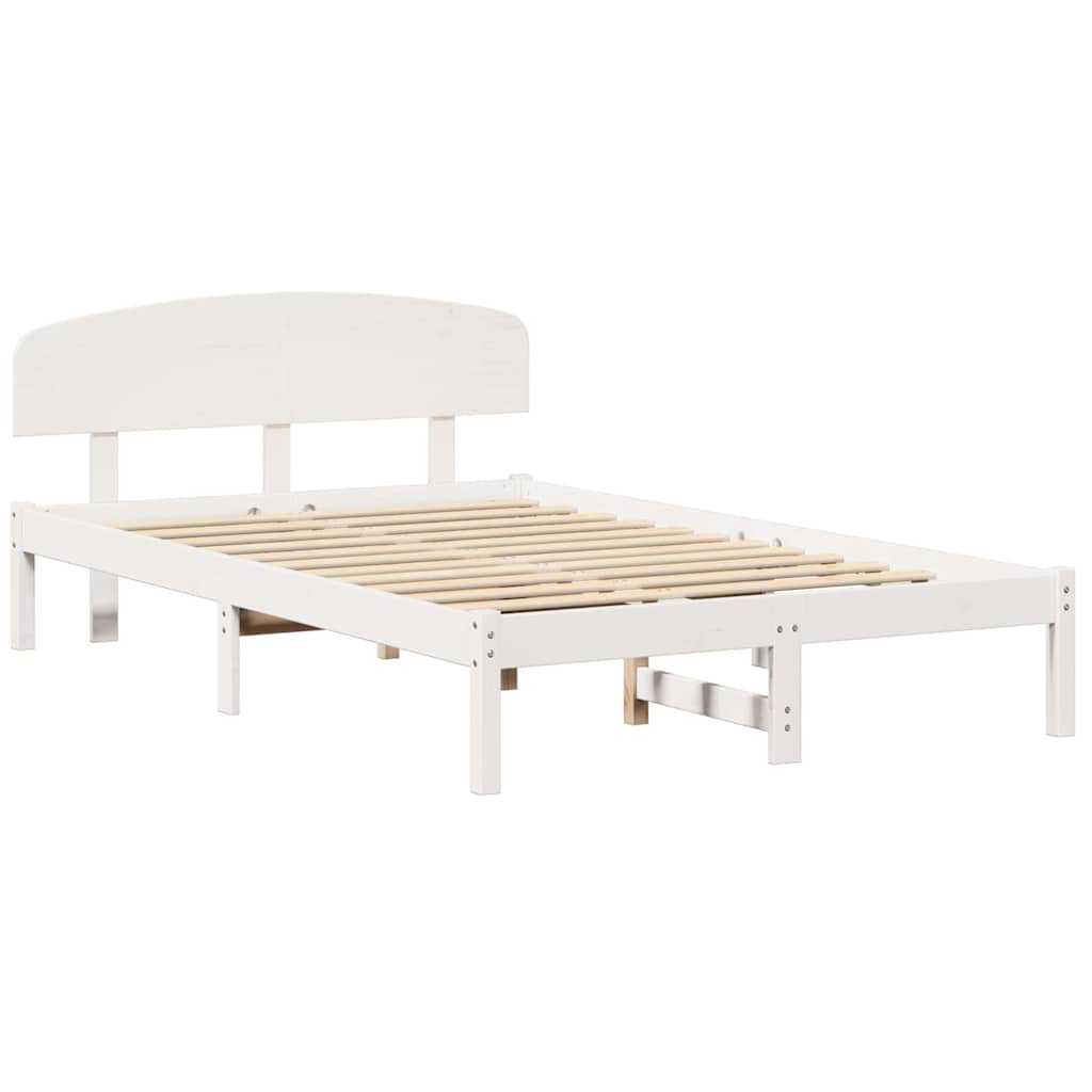 Sengestel med hovedgærde Hvid 140 x 190 cm Massiv fyrretræ