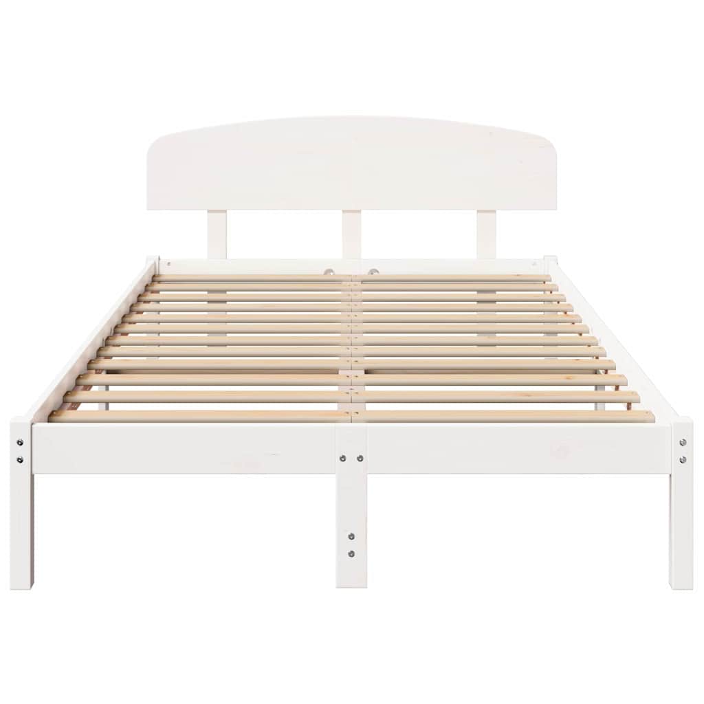 Sengestel med hovedgærde Hvid 140 x 190 cm Massiv fyrretræ