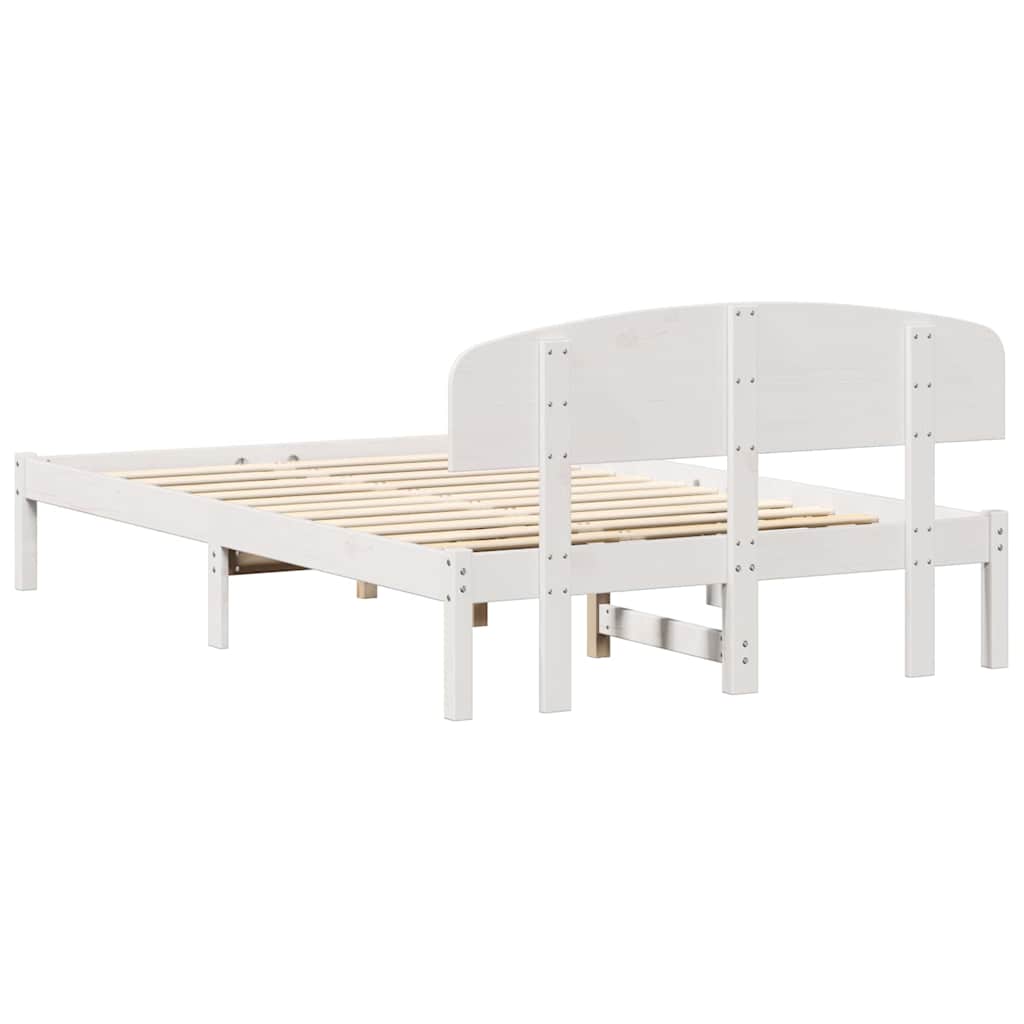 Sengestel med hovedgærde Hvid 135 x 190 cm Massiv fyrretræ