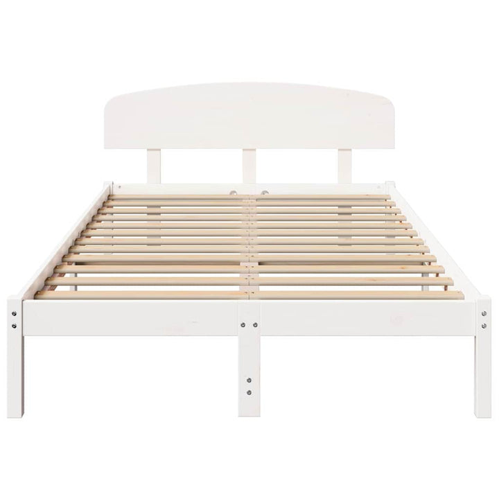 Sengestel med hovedgærde Hvid 135 x 190 cm Massiv fyrretræ