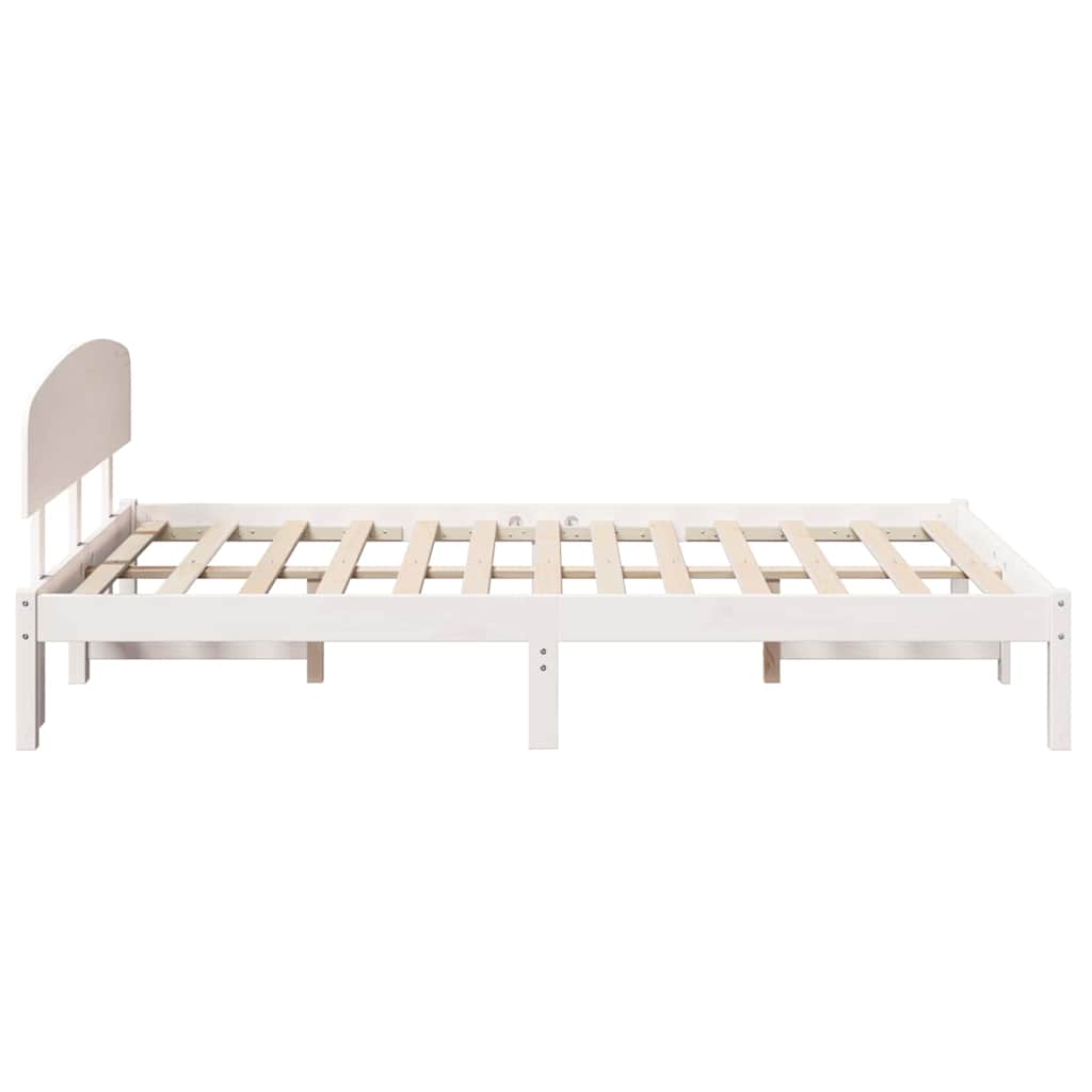 Sengestel med hovedgærde Hvid 135 x 190 cm Massiv fyrretræ