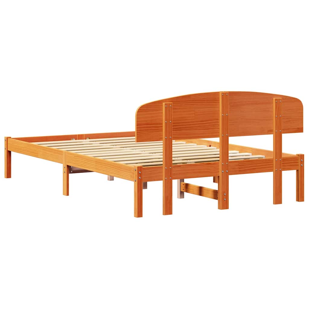 Sengestel med hovedgærde Voks brun 120 x 190 cm Massiv fyrretræ