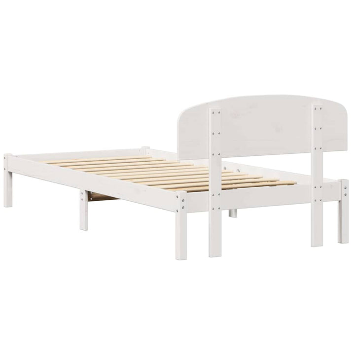 Sengestel med hovedgærde Hvid 100 x 200 cm Massiv fyrretræ