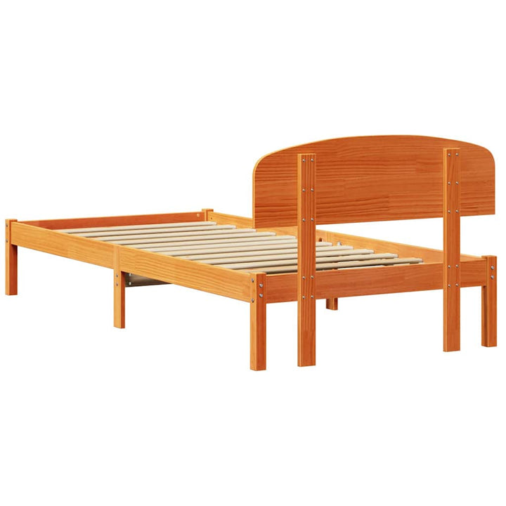 Sengestel med hovedgærde Voks brun 90 x 190 cm Massiv fyrretræ