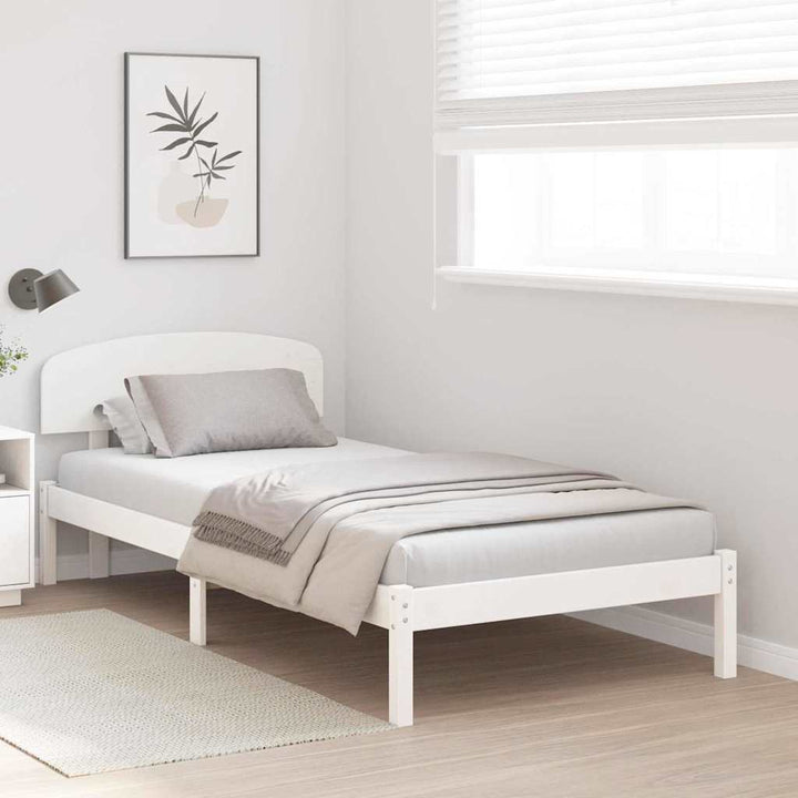 Sengestel med hovedgærde Hvid 75 x 190 cm Massiv fyrretræ