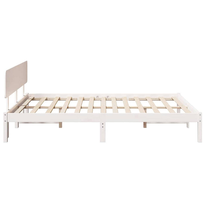 Sengestel med hovedgærde Hvid 200 x 200 cm Massiv fyrretræ