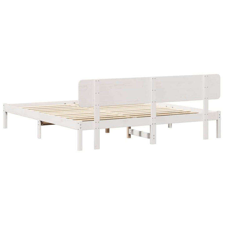 Sengestel med hovedgærde Hvid 180 x 200 cm Massiv fyrretræ