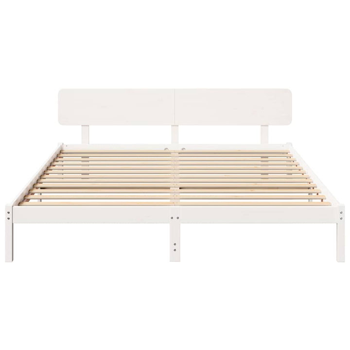 Sengestel med hovedgærde Hvid 180 x 200 cm Massiv fyrretræ