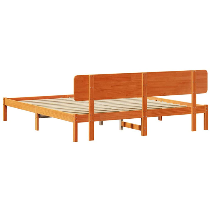 Sengestel med hovedgærde Voks brun 180 x 200 cm Massiv fyrretræ