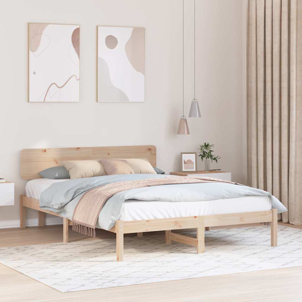 Sengestel Naturfarvet 160 x 200 cm Massiv fyrretræ