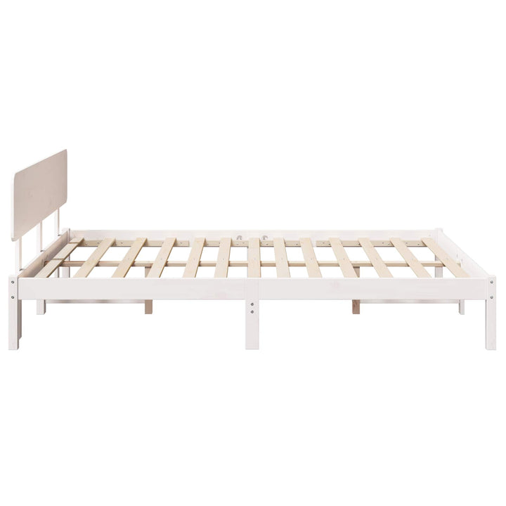 Sengestel med hovedgærde Hvid 150 x 200 cm Massiv fyrretræ