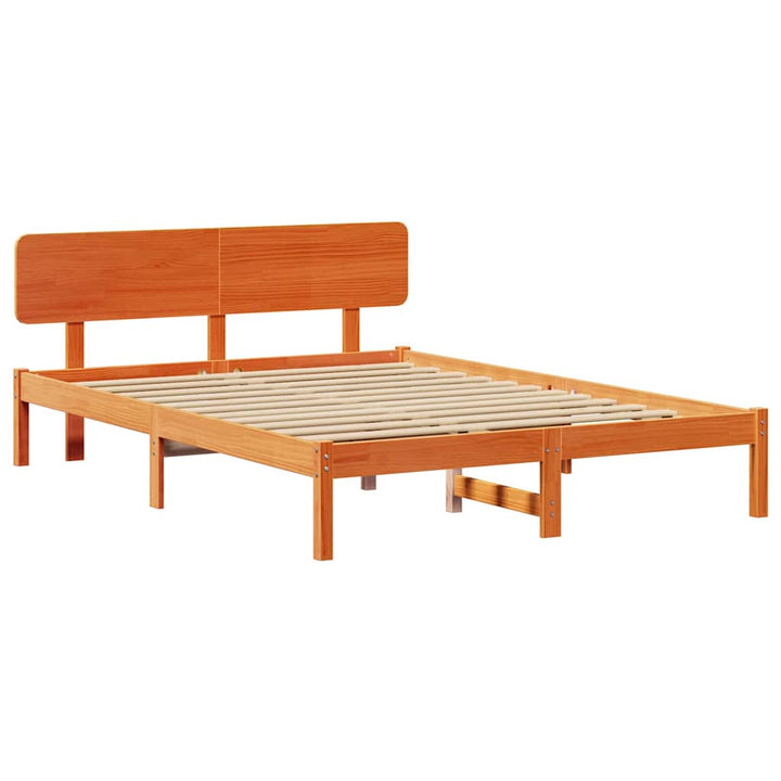 Sengestel med hovedgærde Voks brun 150 x 200 cm Massiv fyrretræ