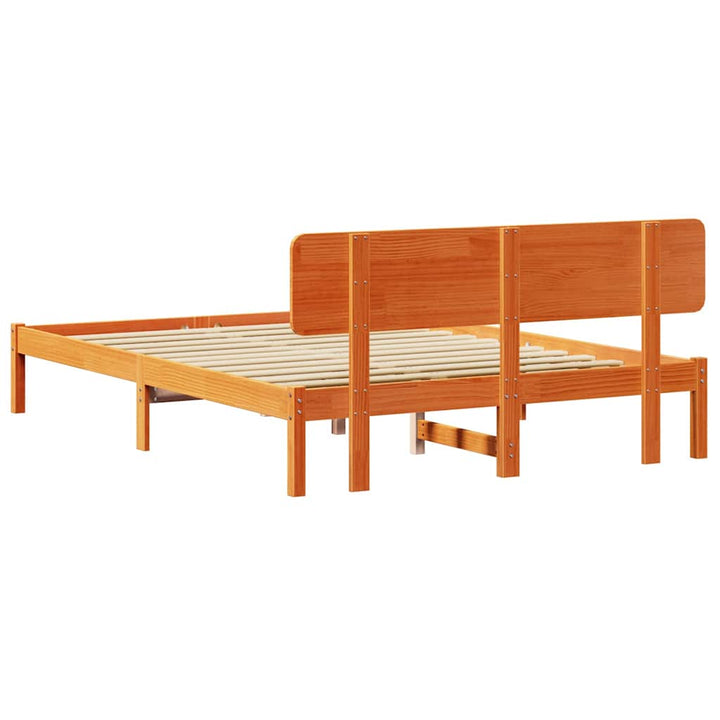 Sengestel med hovedgærde Voks brun 150 x 200 cm Massiv fyrretræ