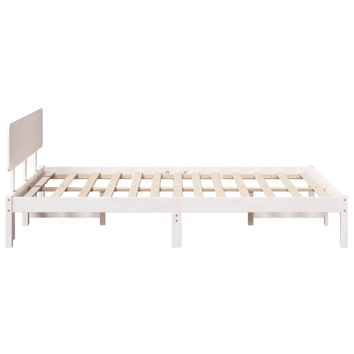 Sengestel med hovedgærde Hvid 120 x 200 cm Massiv fyrretræ