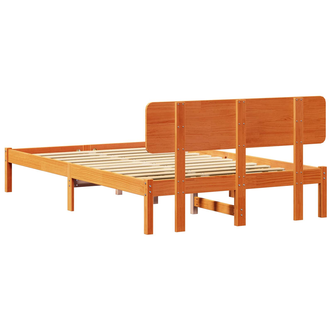 Sengestel med hovedgærde Voks brun 120 x 200 cm Massiv fyrretræ