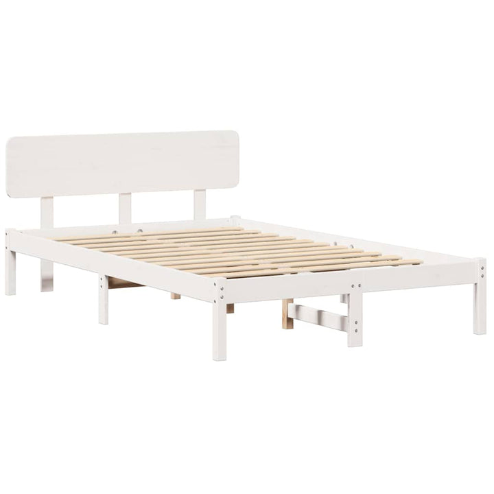 Sengestel med hovedgærde Hvid 135 x 190 cm Massiv fyrretræ