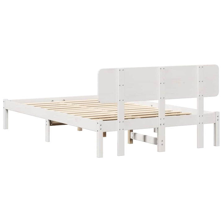Sengestel med hovedgærde Hvid 135 x 190 cm Massiv fyrretræ