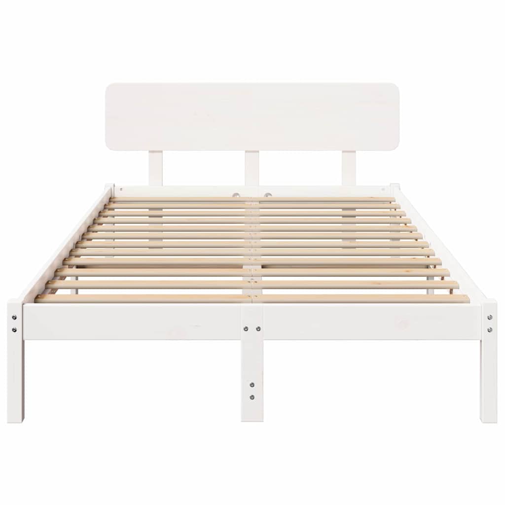 Sengestel med hovedgærde Hvid 120 x 190 cm Massiv fyrretræ
