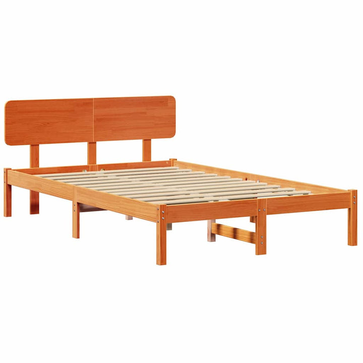 Sengestel med hovedgærde Voks brun 120 x 190 cm Massiv fyrretræ