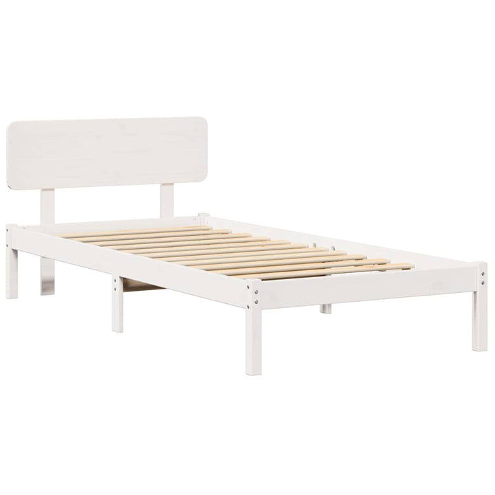 Sengestel med hovedgærde Hvid 100 x 200 cm Massiv fyrretræ