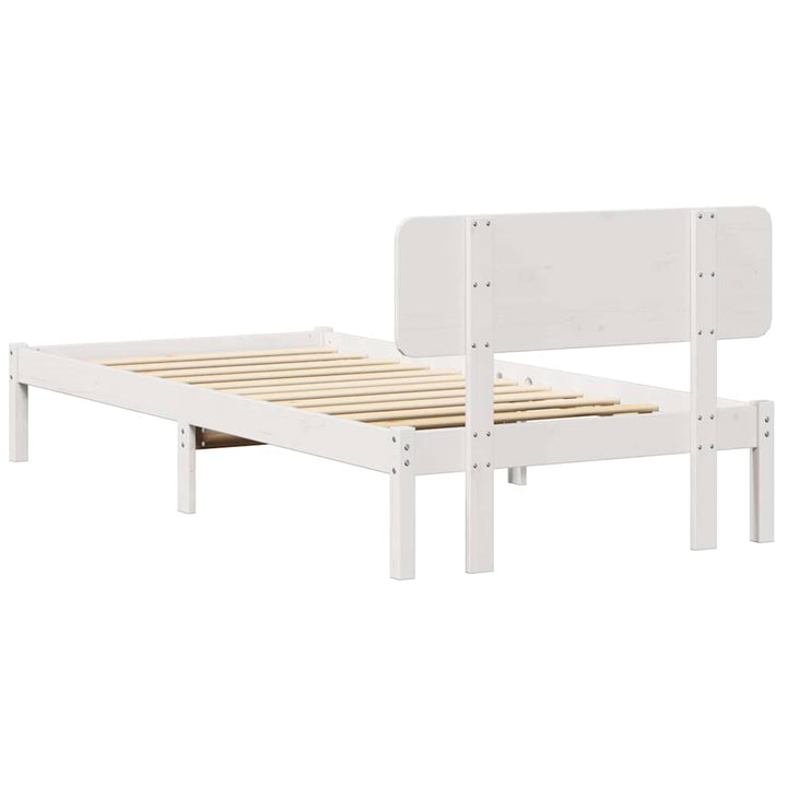 Sengestel med hovedgærde Hvid 100 x 200 cm Massiv fyrretræ