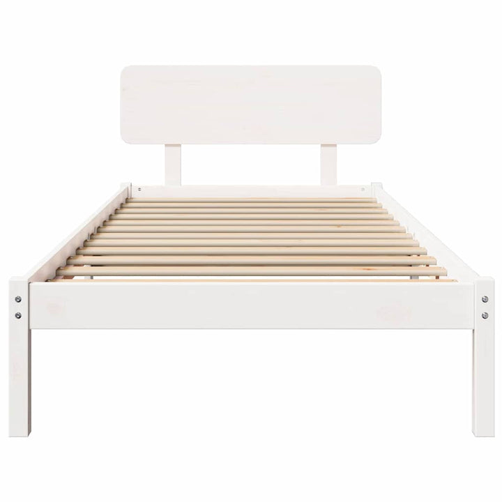 Sengestel med hovedgærde Hvid 100 x 200 cm Massiv fyrretræ