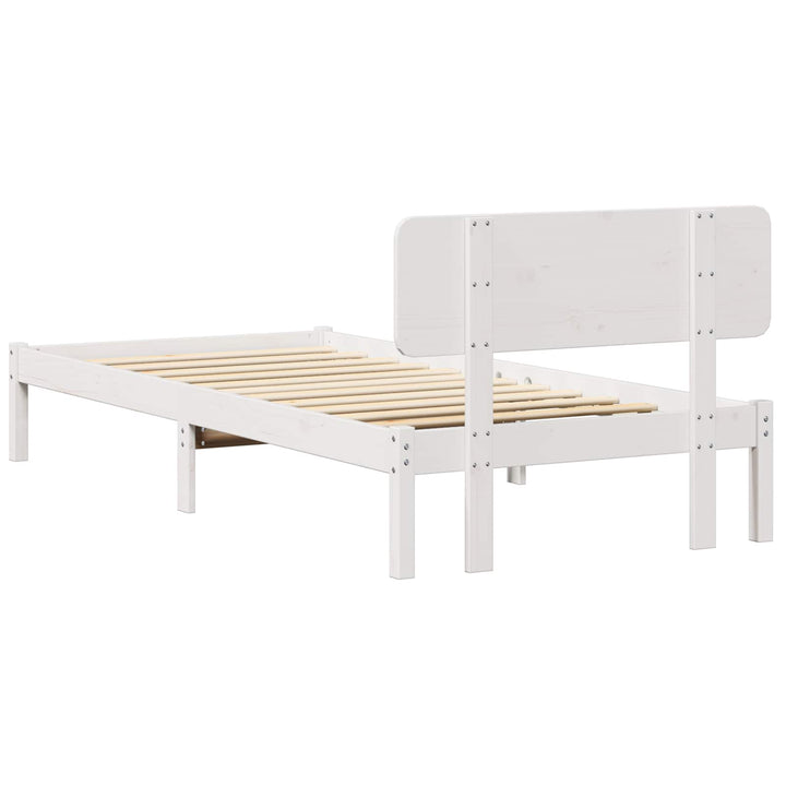 Sengestel med hovedgærde Hvid 90 x 200 cm Massiv fyrretræ