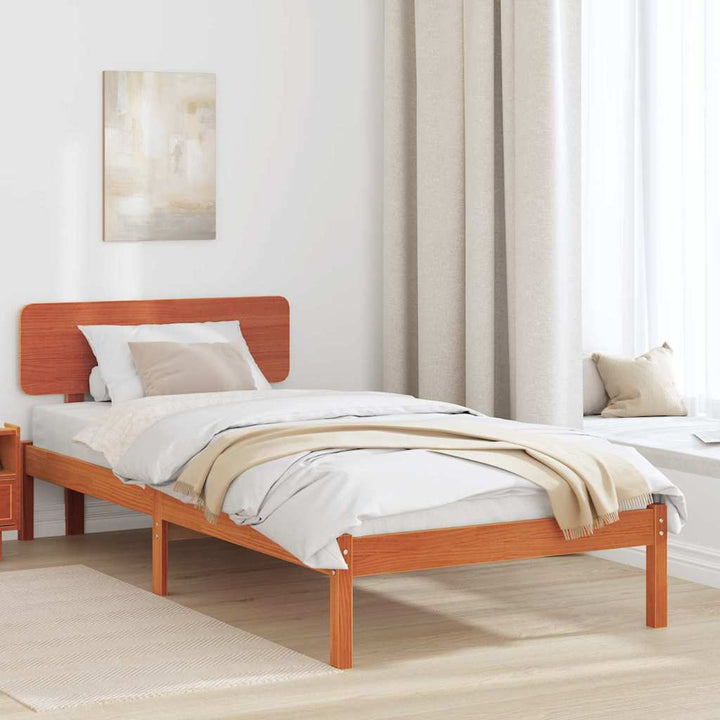 Sengestel med hovedgærde Voks brun 80 x 200 cm Massiv fyrretræ
