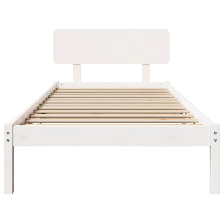 Sengestel med hovedgærde Hvid 90 x 190 cm Massiv fyrretræ