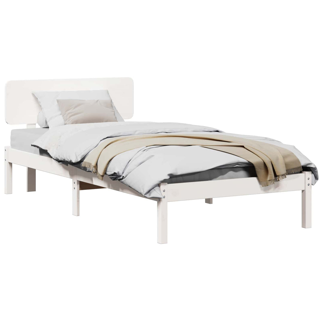 Sengestel med hovedgærde Hvid 75 x 190 cm Massiv fyrretræ