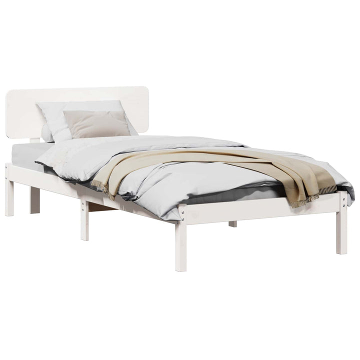 Sengestel med hovedgærde Hvid 75 x 190 cm Massiv fyrretræ