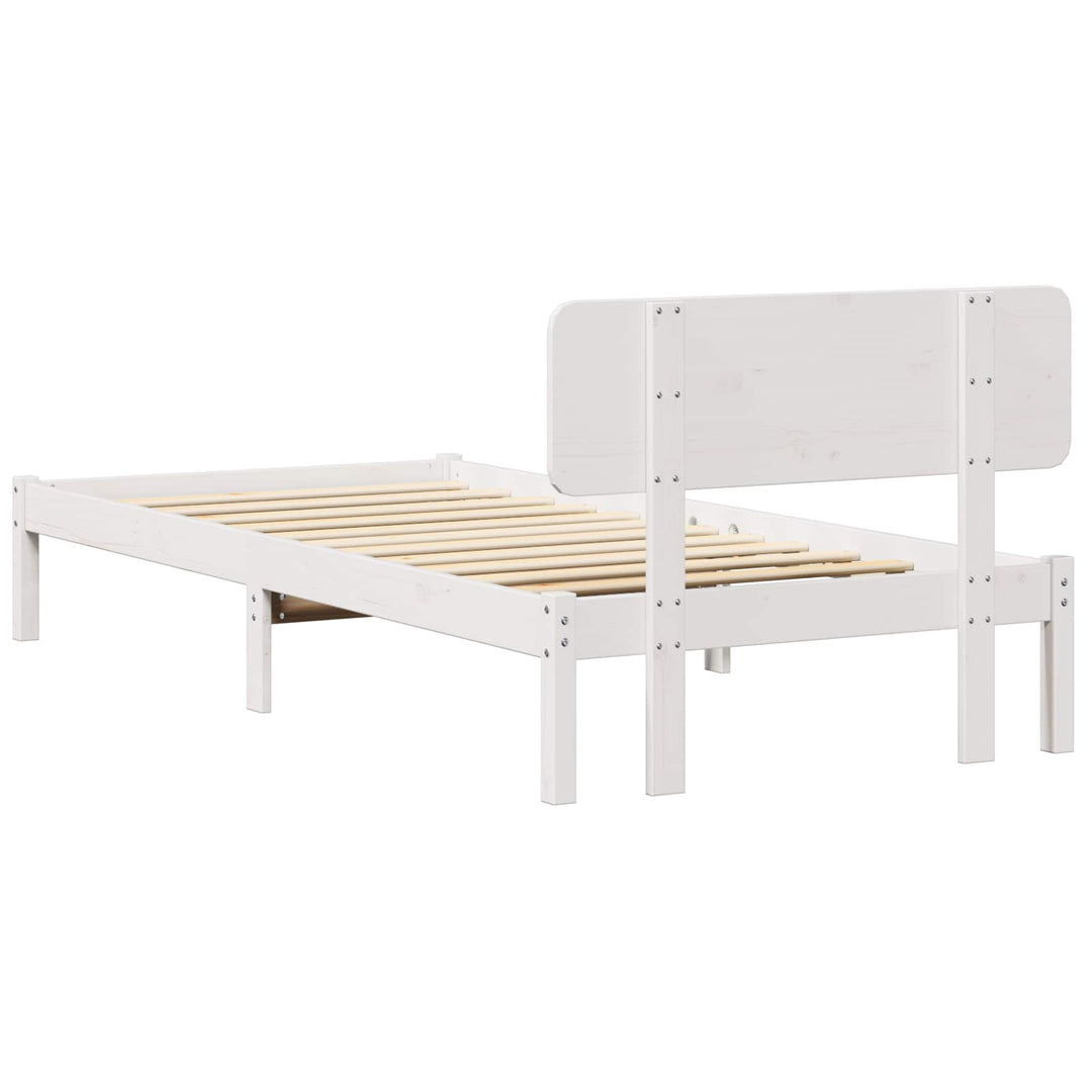 Sengestel med hovedgærde Hvid 75 x 190 cm Massiv fyrretræ