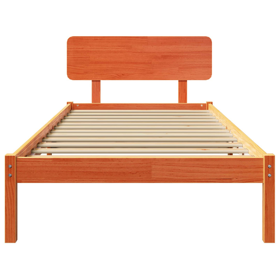 Sengestel med hovedgærde Voks brun 75 x 190 cm Massiv fyrretræ