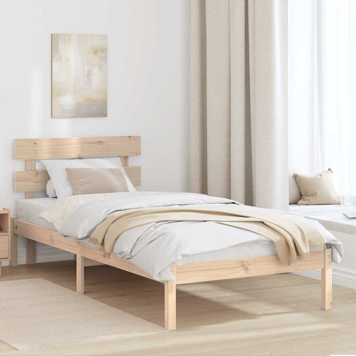 Sengestel med hovedgærde Brun 100 x 200 cm Massivt fyrretræ