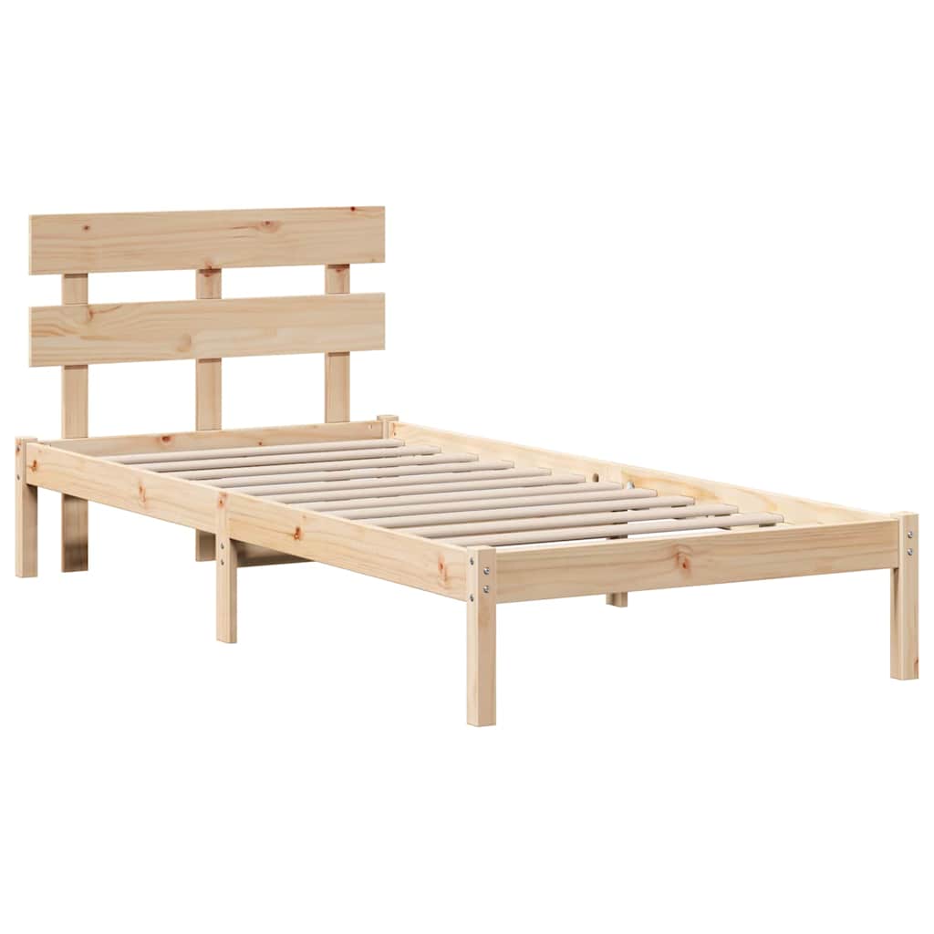 Sengestel med hovedgærde Brun 100 x 200 cm Massivt fyrretræ