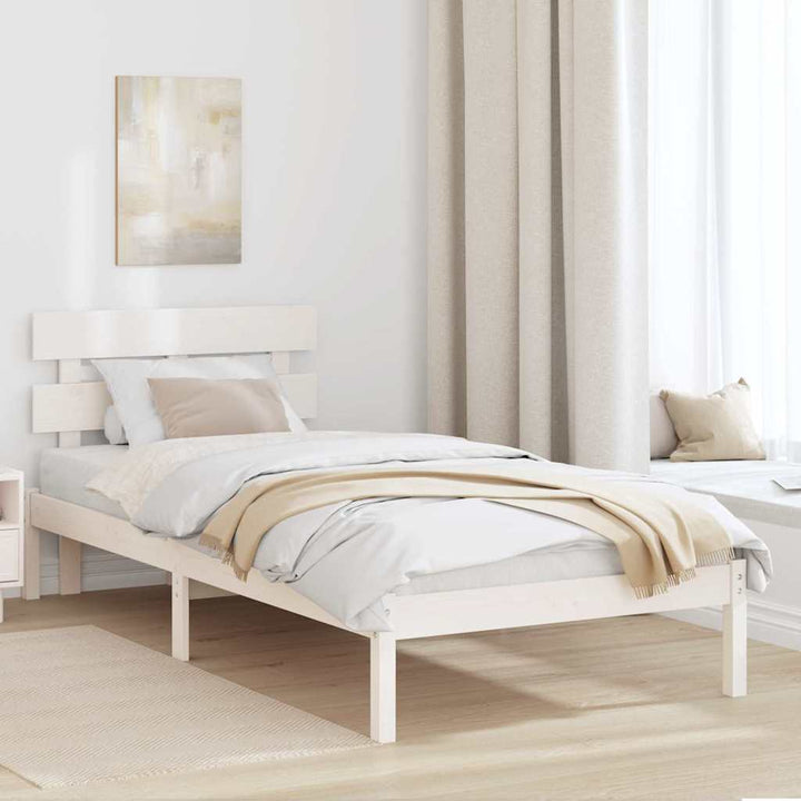 Sengestel med hovedgærde Hvid 100 x 200 cm Massivt fyrretræ