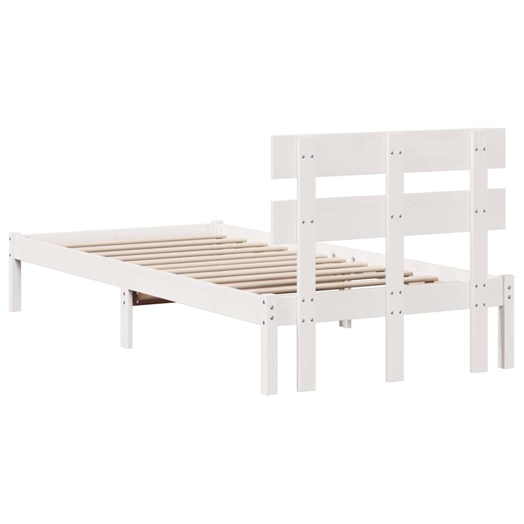 Sengestel med hovedgærde Hvid 100 x 200 cm Massivt fyrretræ